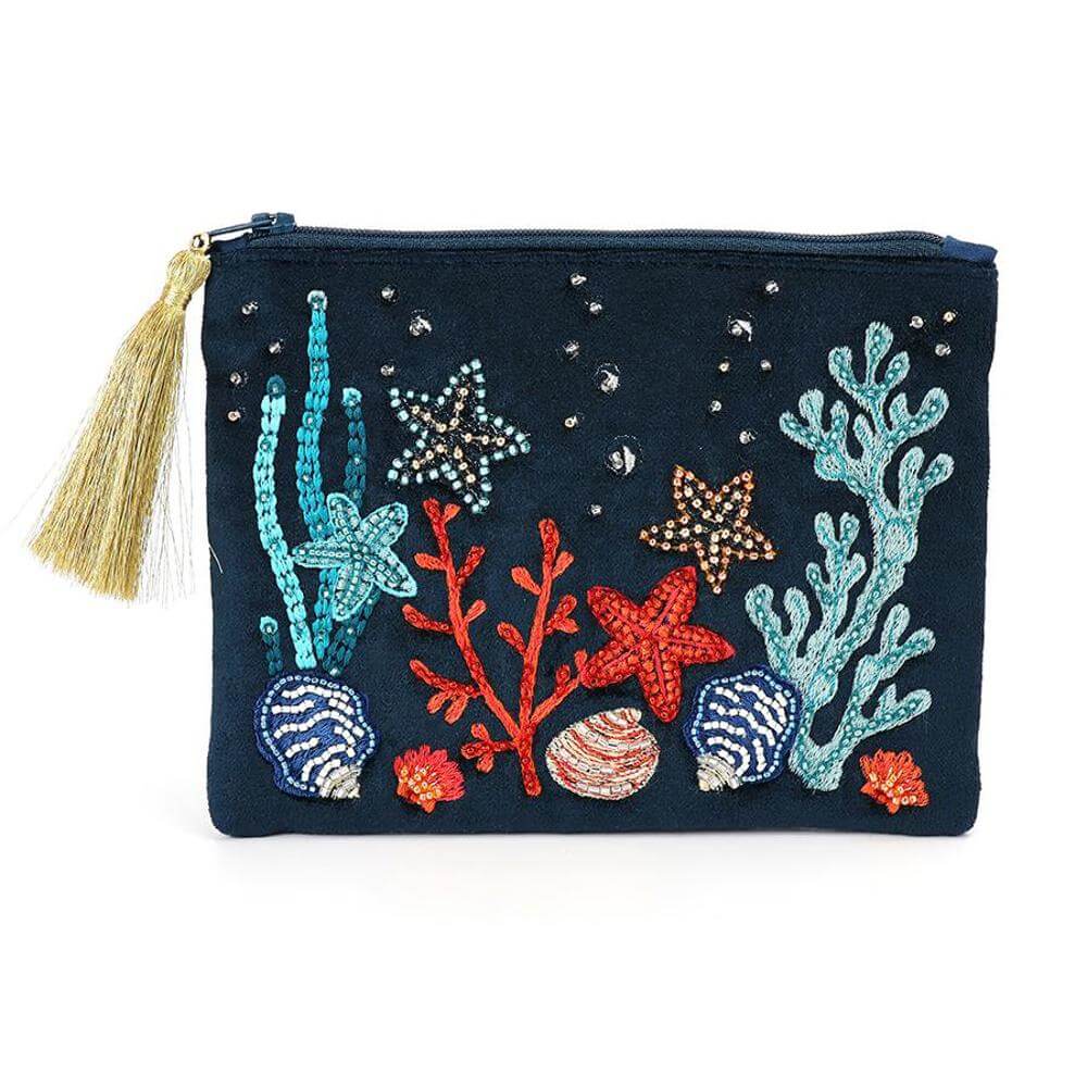 Peace of Mind Velvet Embroidered Pouch